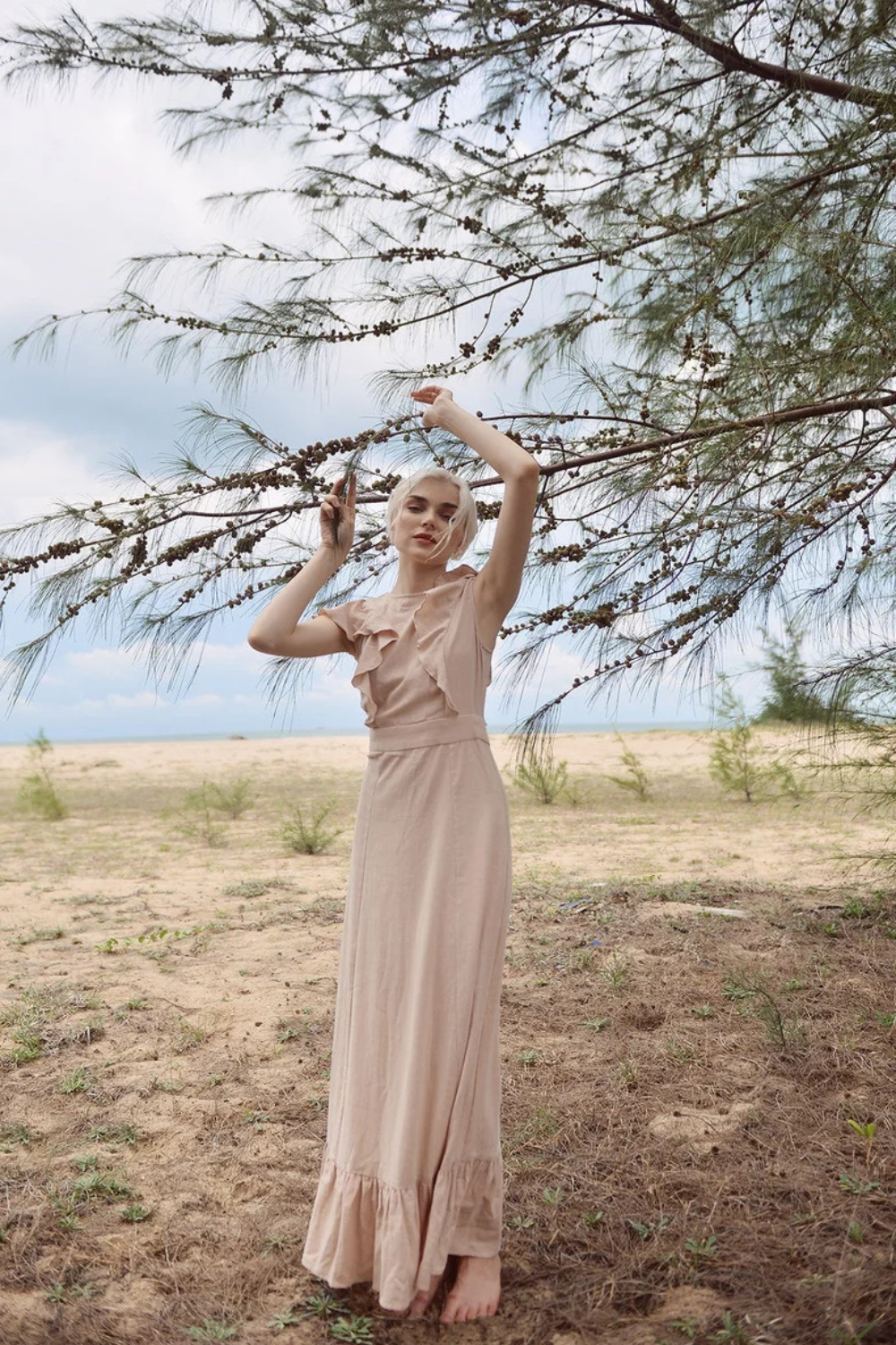 Maxi Linen Dress - Women Organic Cotton Dress - Beach Resort Dress