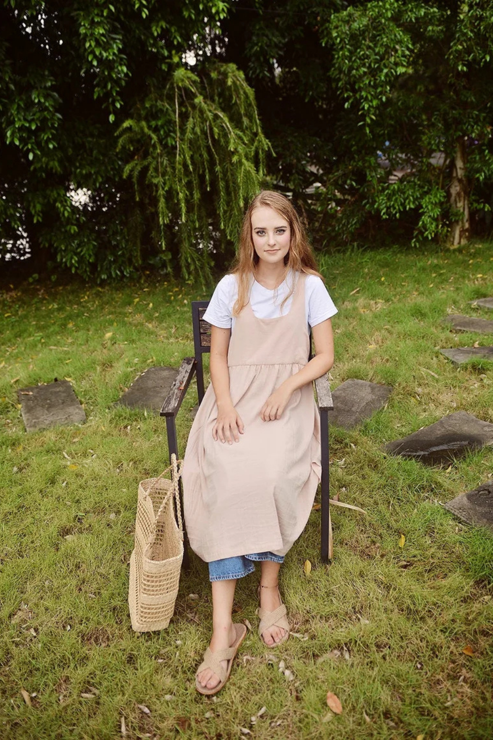 Apron Cotton Long Dress - Women Cotton Dress - Organic Cotton - Dress For Women - Natural Fabric