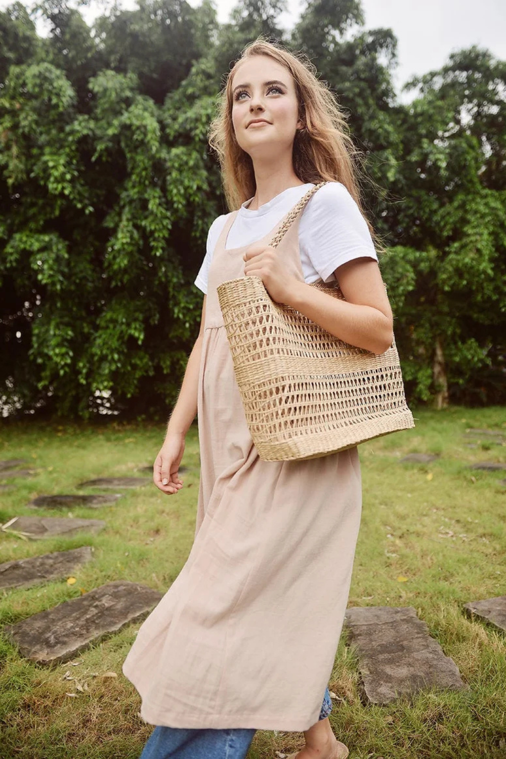 Apron Cotton Long Dress - Women Cotton Dress - Organic Cotton - Dress For Women - Natural Fabric