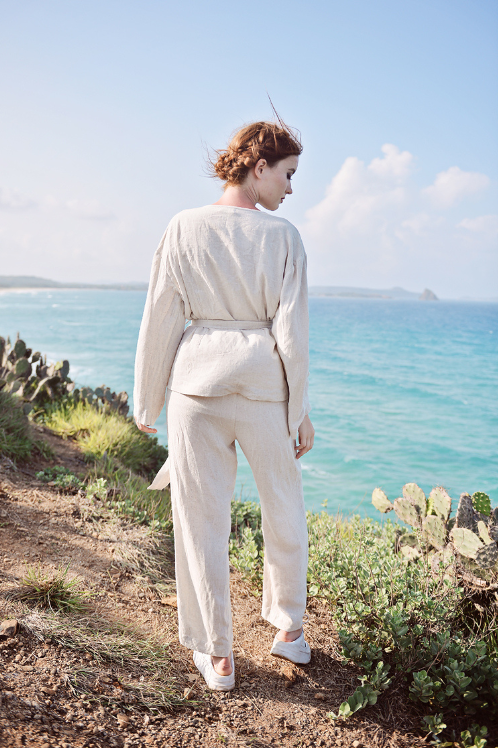 Organic Cotton Linen Pants - Basic Relaxed Fit Everyday Trousers
