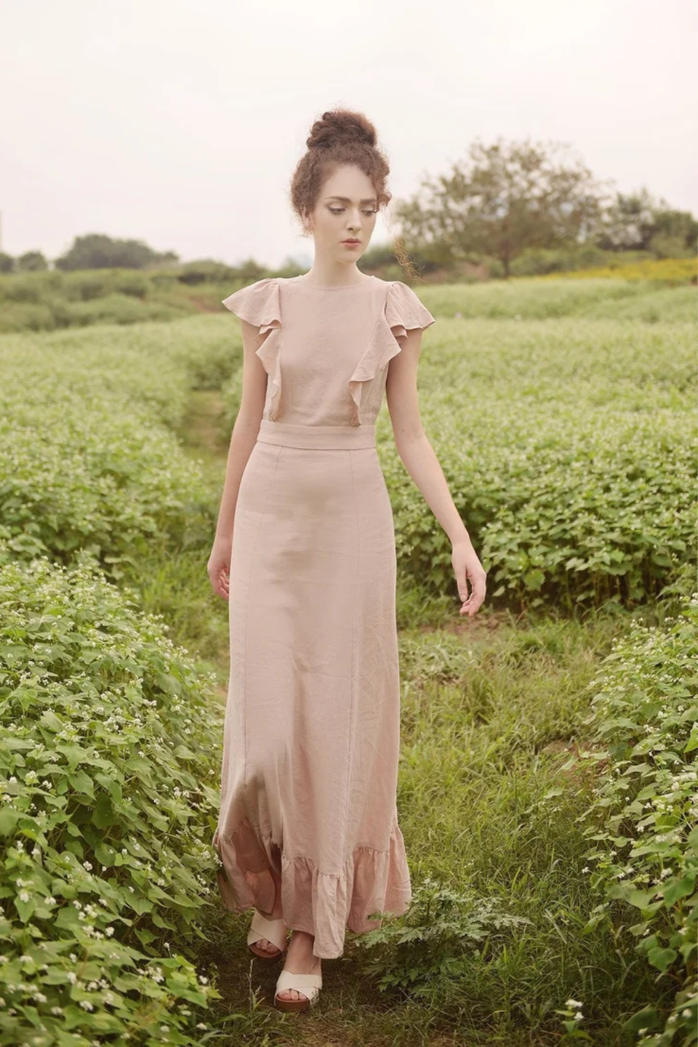 Maxi Linen Dress - Women Organic Cotton Dress - Beach Resort Dress