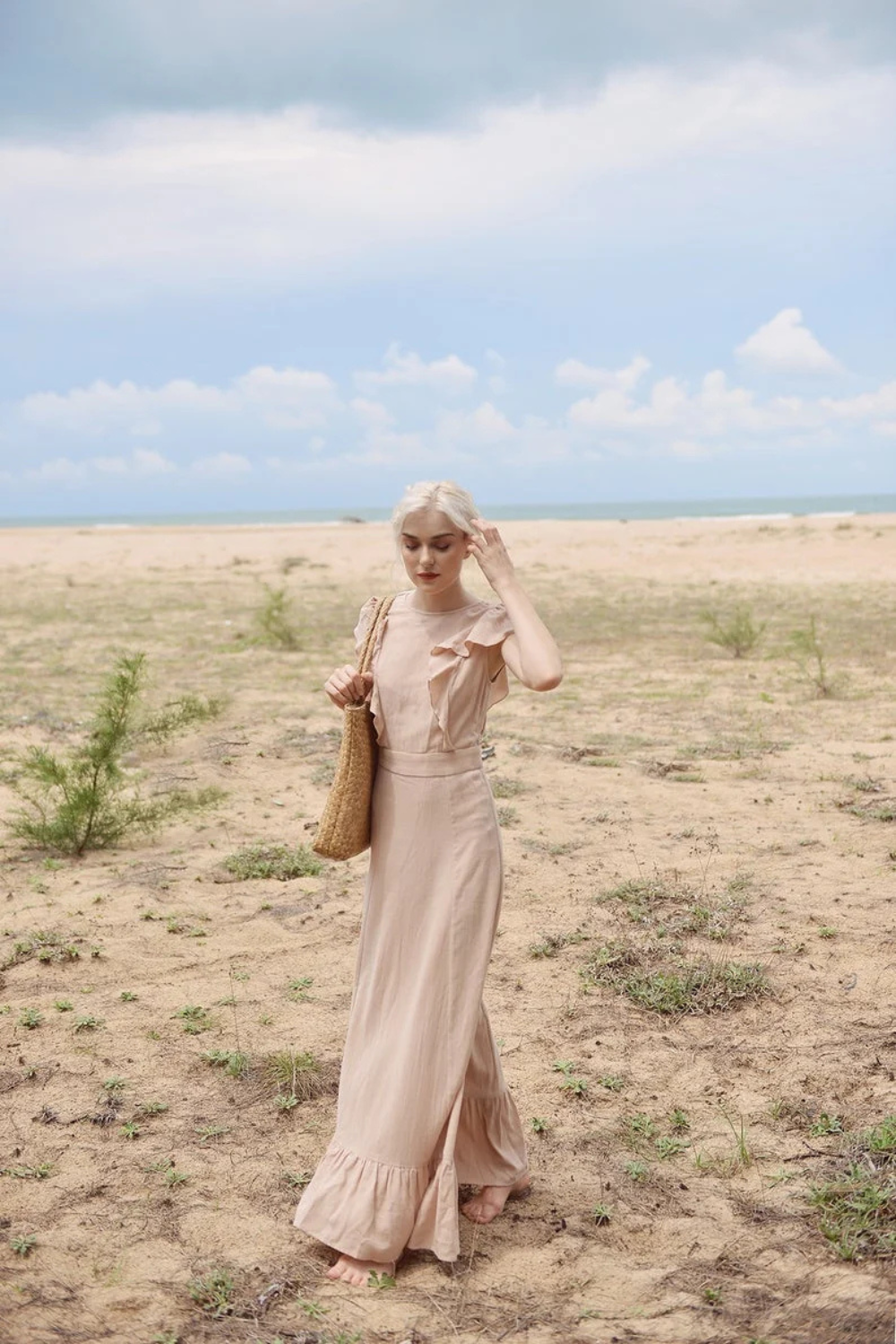 Maxi Linen Dress - Women Organic Cotton Dress - Beach Resort Dress