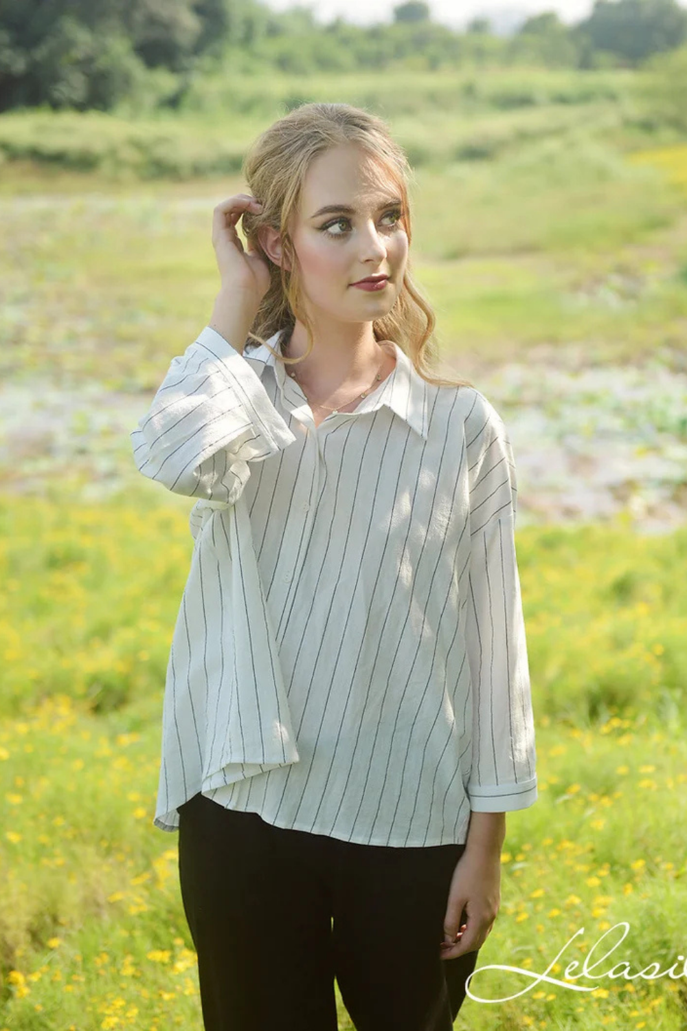 Button Linen Shirt - Linen Cotton Blouse - Women Collar Shirt - Organic Cotton Clothes