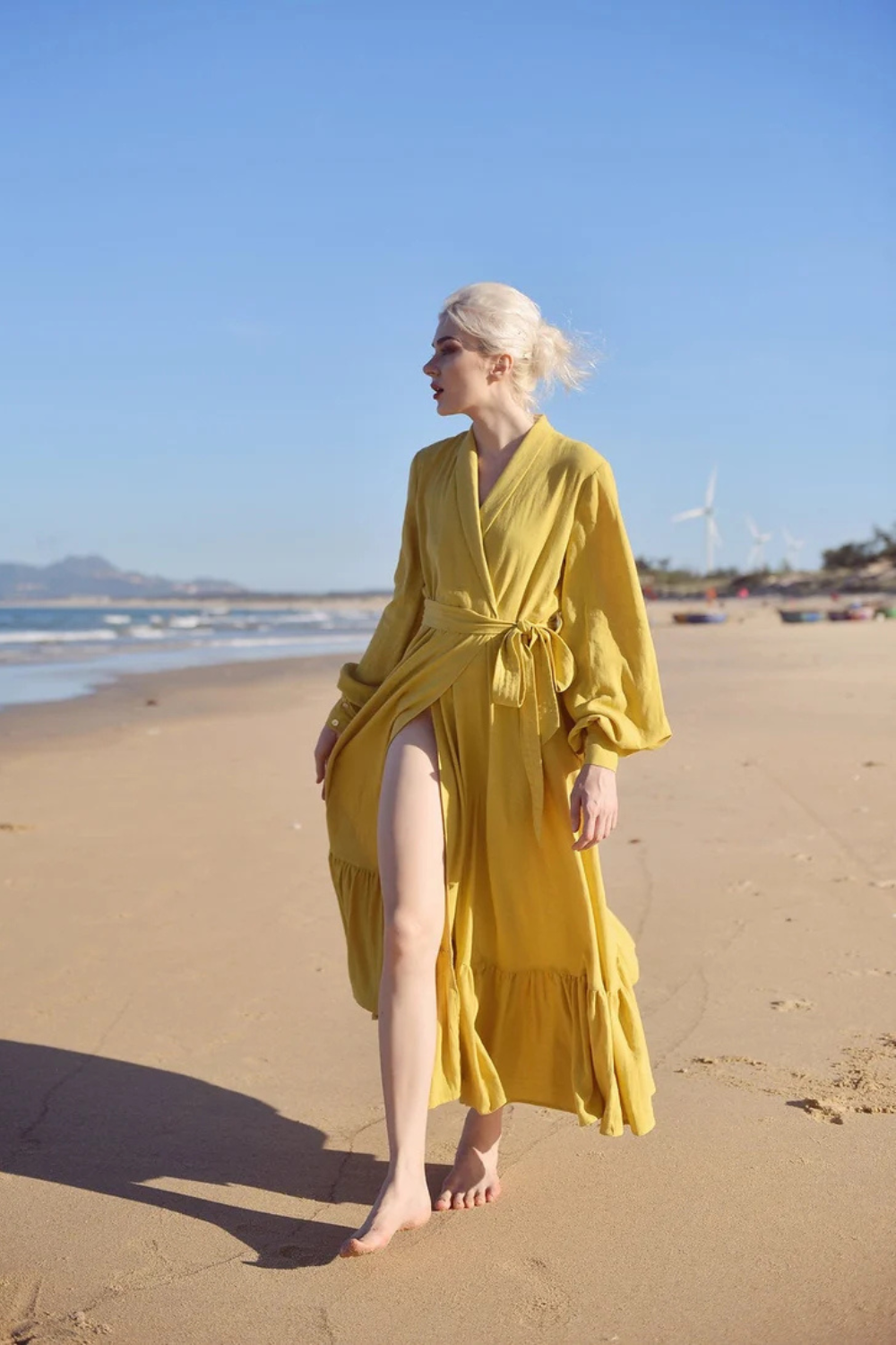 Linen Robe for Women - Linen Long Robe - Organic Cotton Women Robe