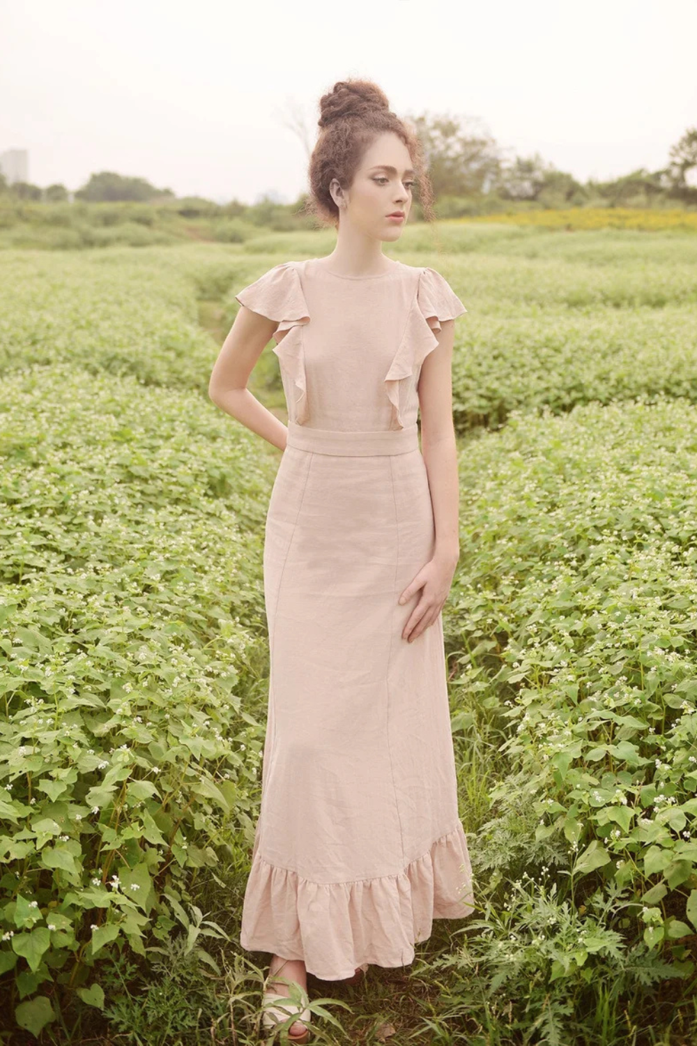 Maxi Linen Dress - Women Organic Cotton Dress - Beach Resort Dress