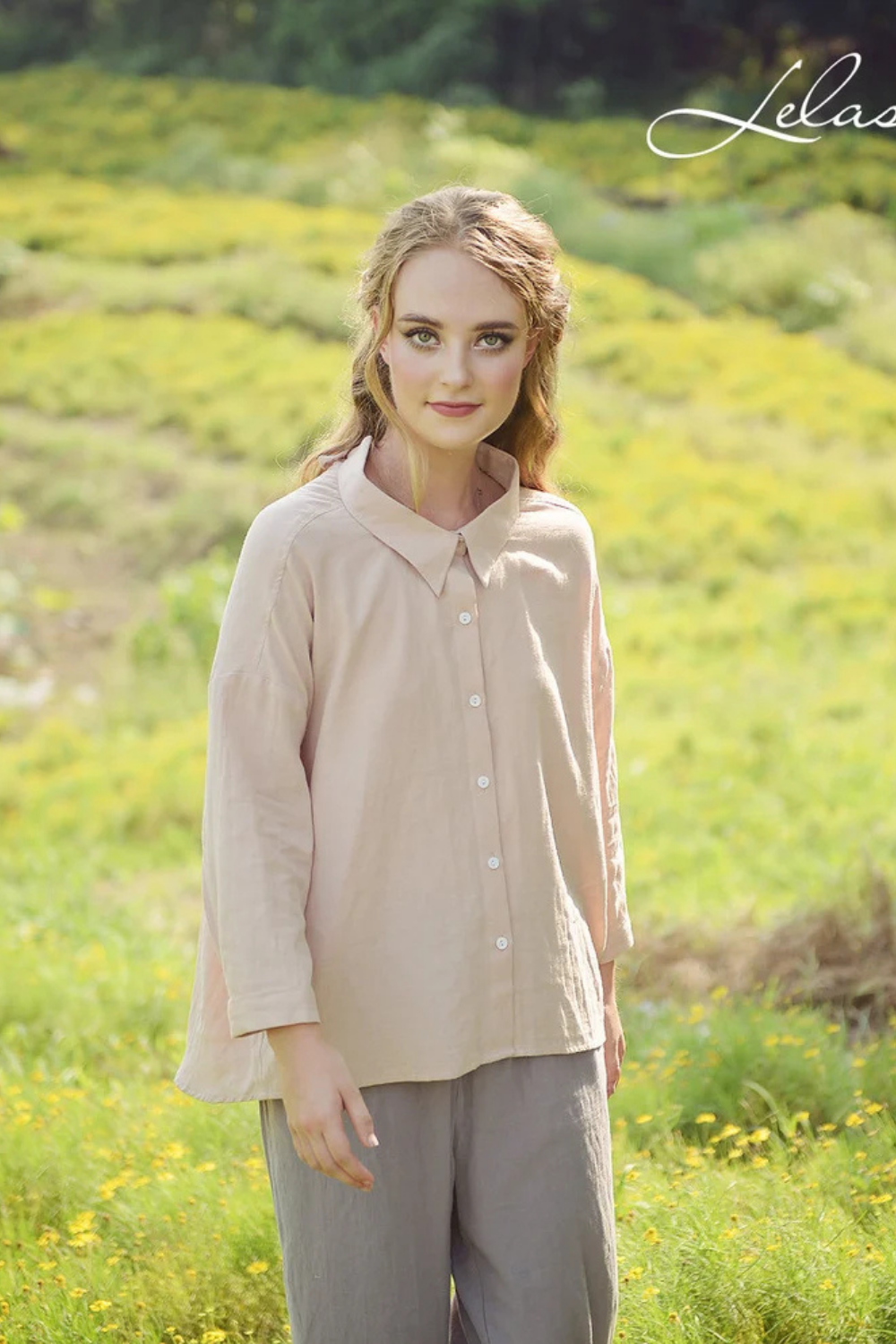 Button Linen Shirt - Linen Cotton Blouse - Women Collar Shirt - Organic Cotton Clothes