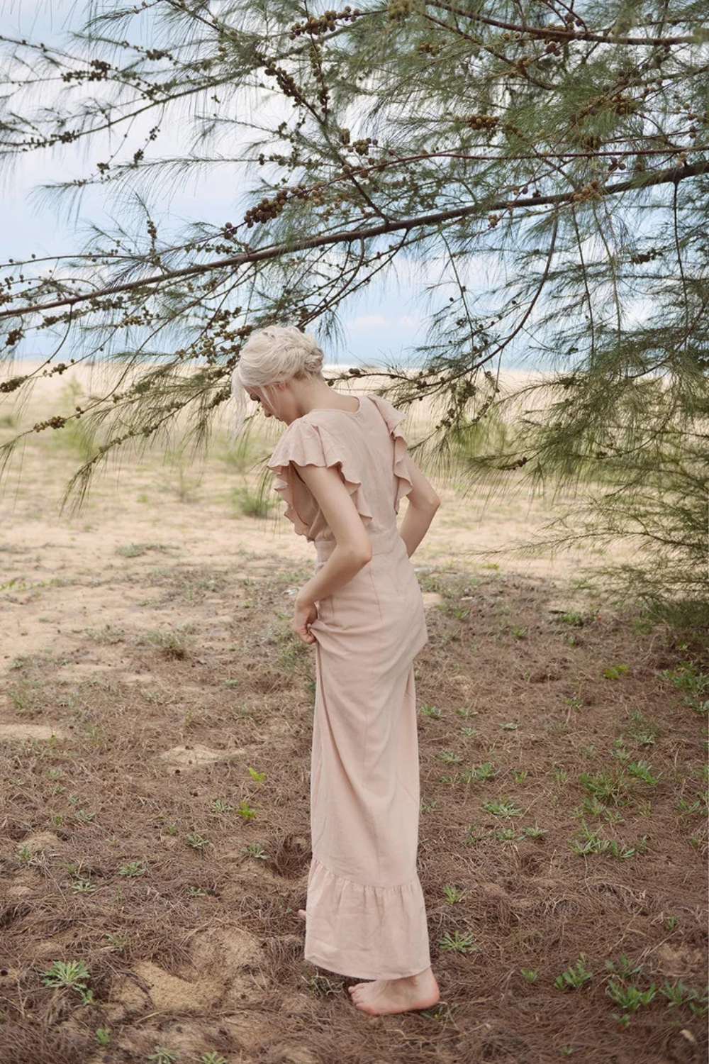 Maxi Linen Dress - Women Organic Cotton Dress - Beach Resort Dress
