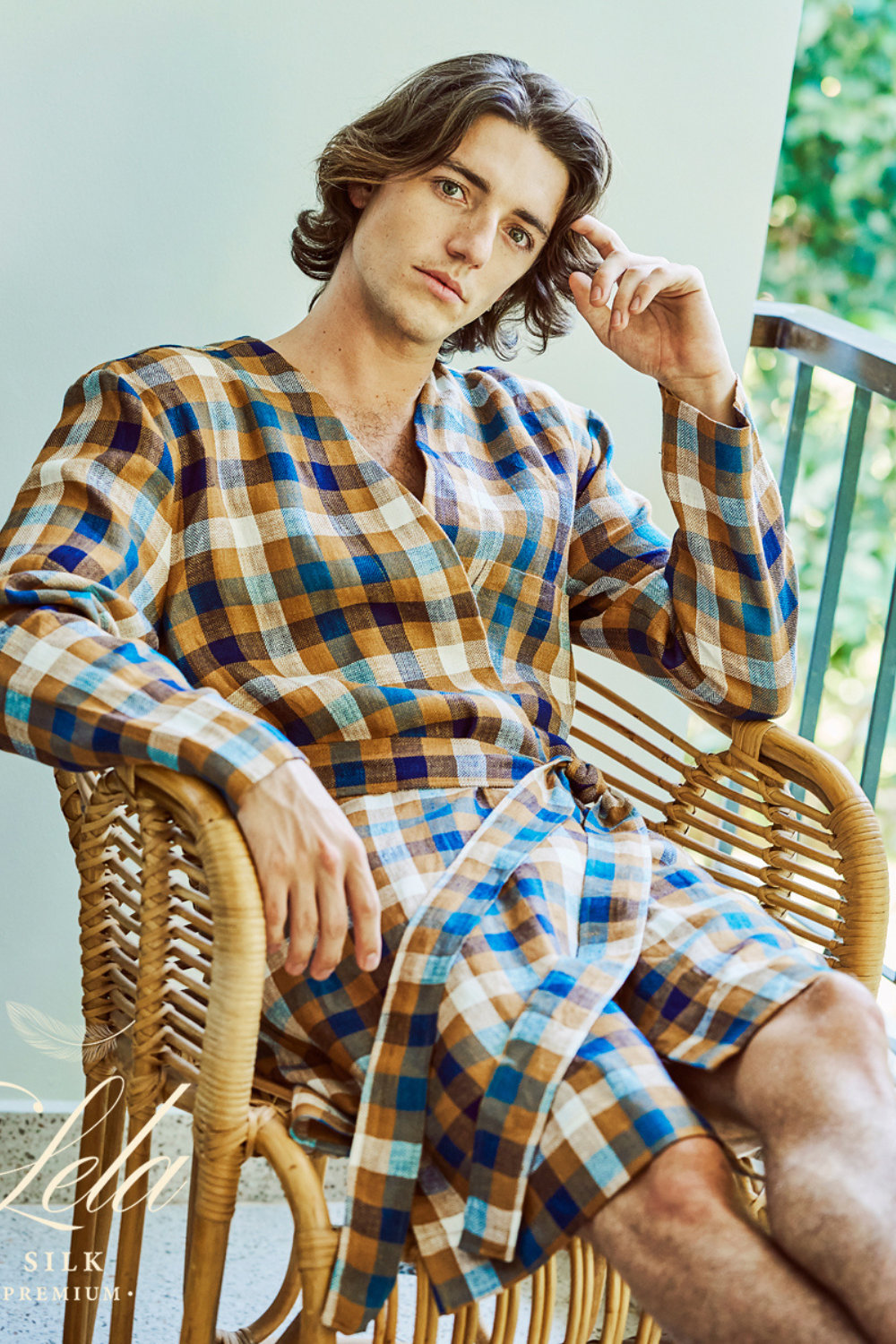 Pure Linen Short Robe for Men