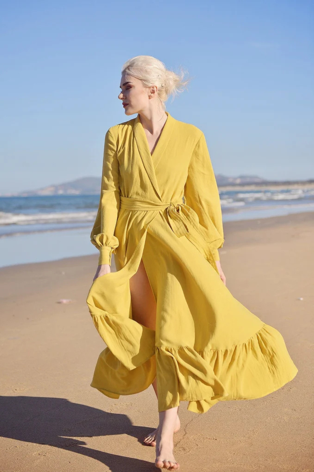 Linen Robe for Women - Linen Long Robe - Organic Cotton Women Robe