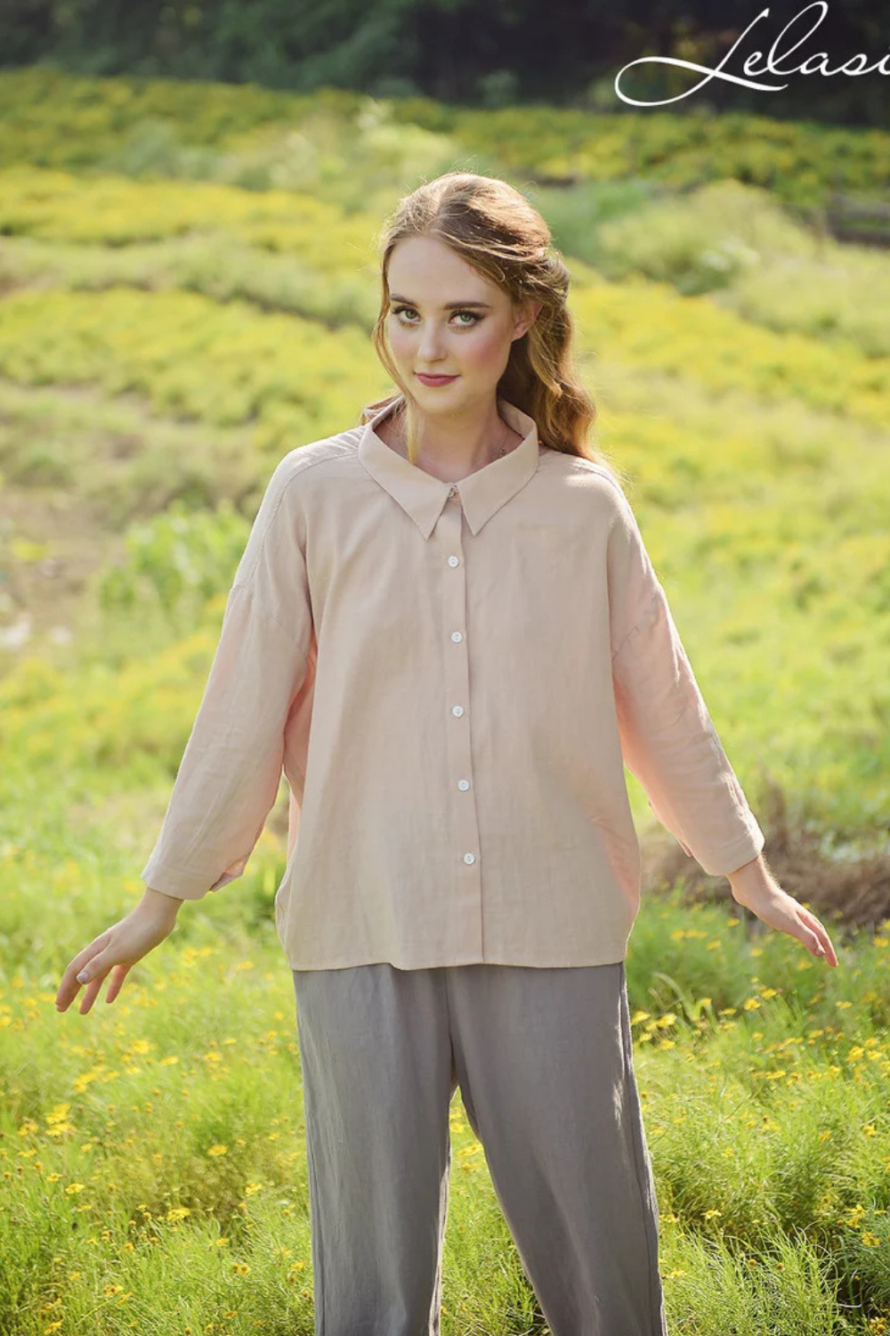 Button Linen Shirt - Linen Cotton Blouse - Women Collar Shirt - Organic Cotton Clothes