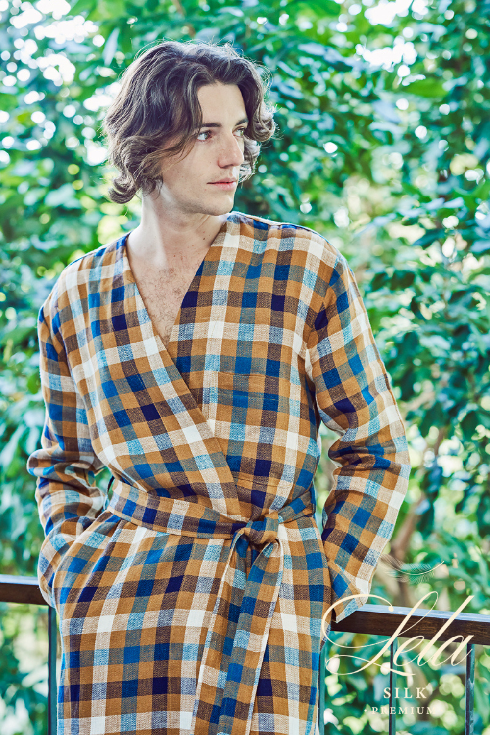 Pure Linen Short Robe for Men