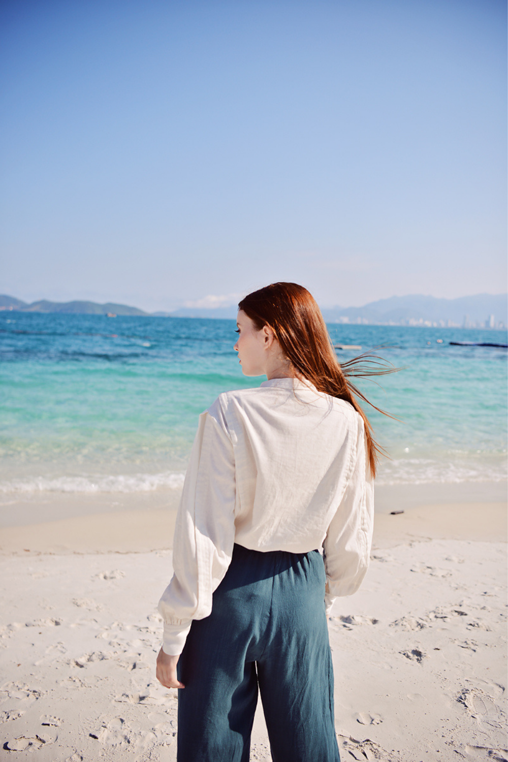 Pure Flax Linen Long Sleeves Shirt with Mandarin Collar