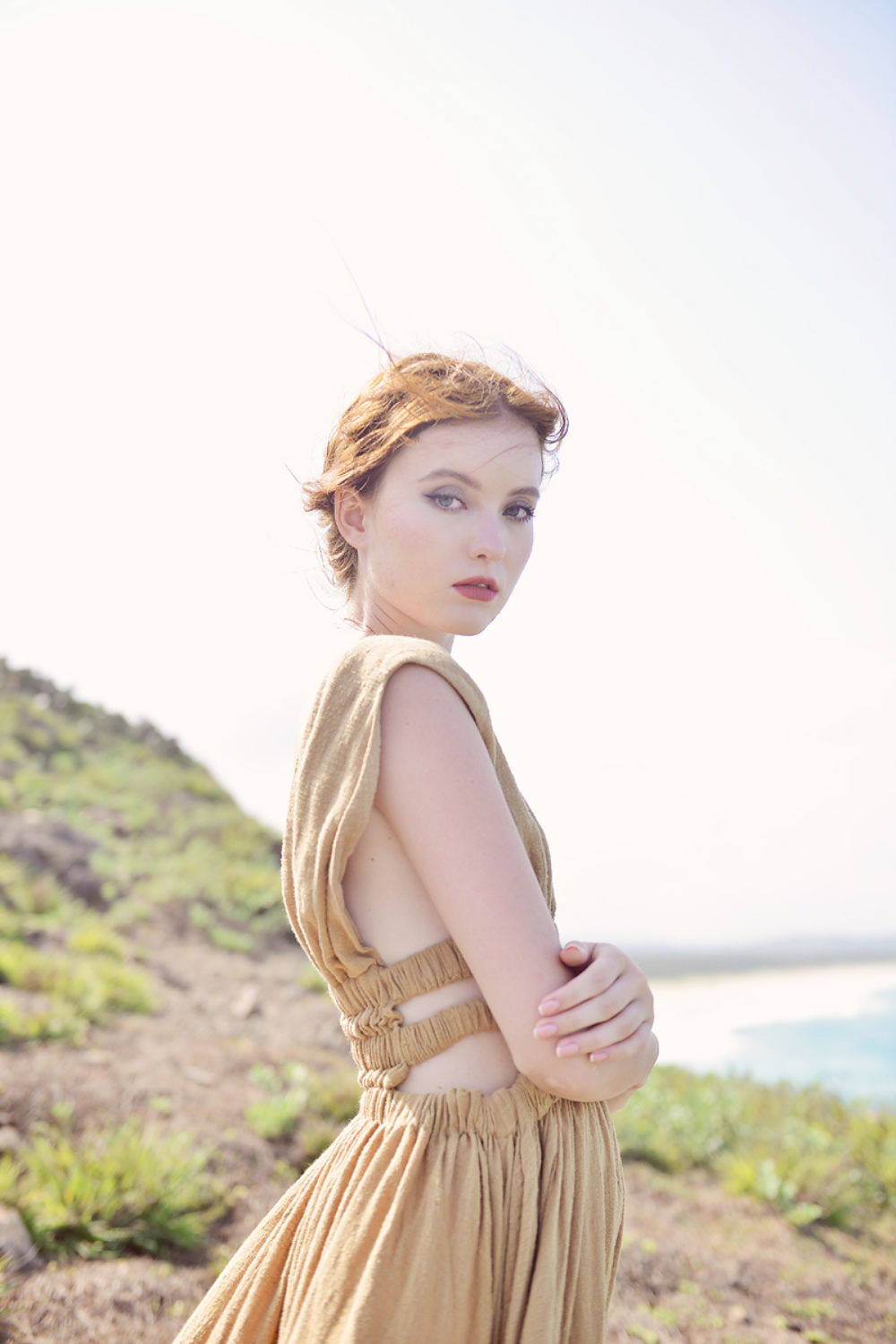 V-neck Linen Gauze Maxi Dress