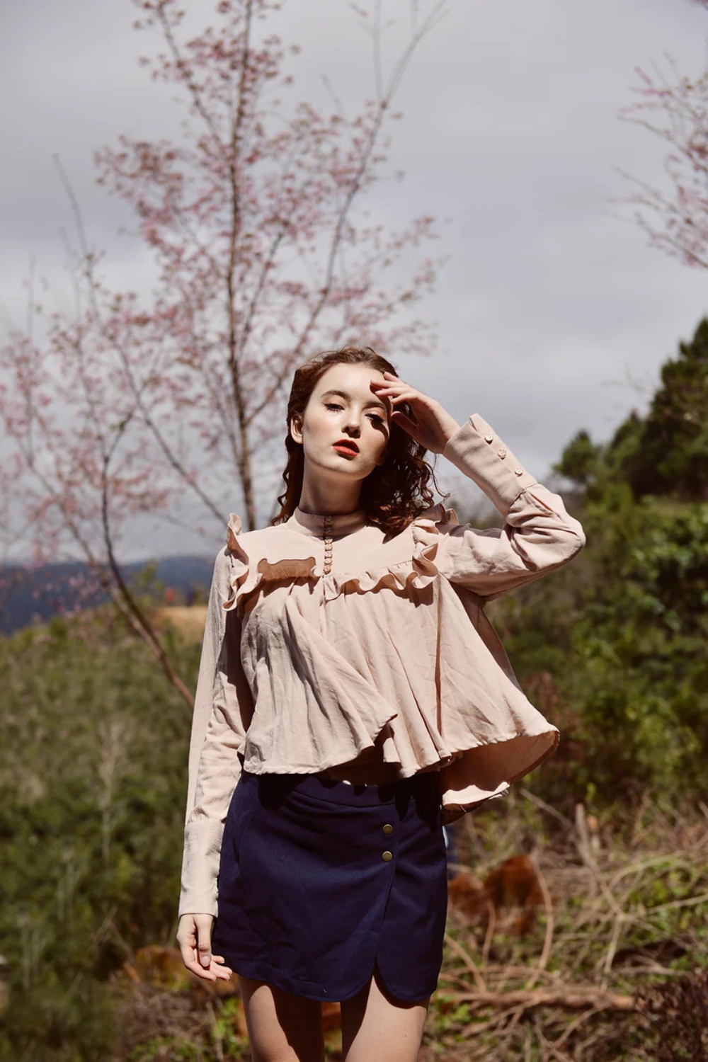 Gothic Ruffle Linen Blouse Women