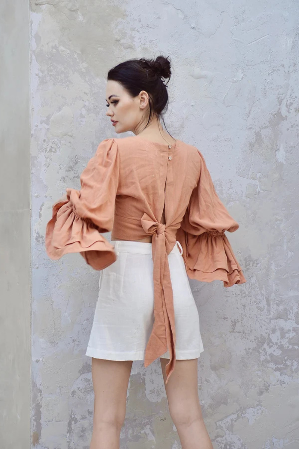 Linen Top Long Sleeve - Cotton Blouse Women - Square Neck Linen Top