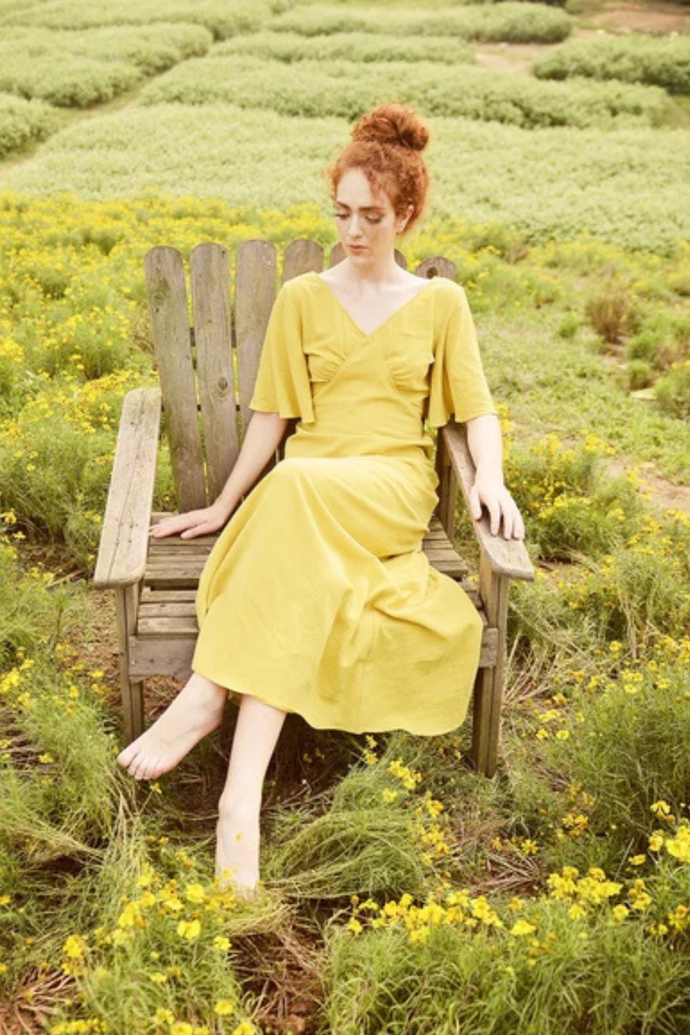 Long Cotton Dress - Gold Dress - Dress for Women - Summer Dress - Comfy FloorLength Dress - Natural Fabric
