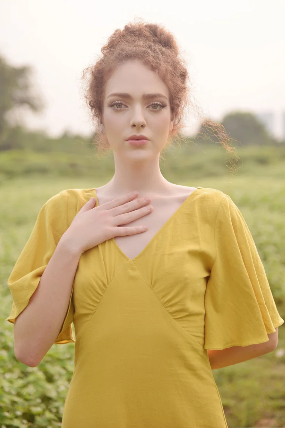 Long Cotton Dress - Gold Dress - Dress for Women - Summer Dress - Comfy FloorLength Dress - Natural Fabric