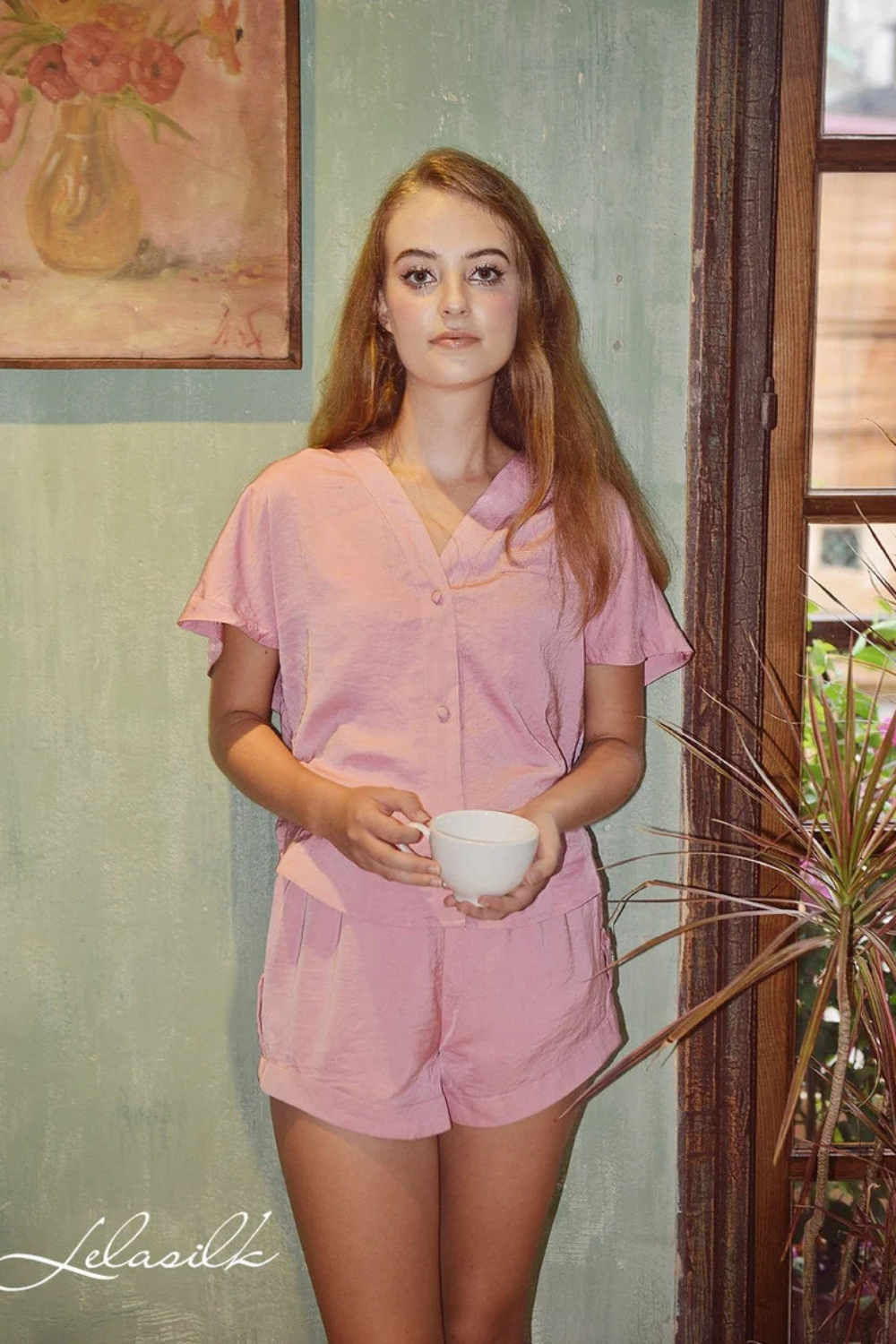 Short Silk Pajamas Set for Women