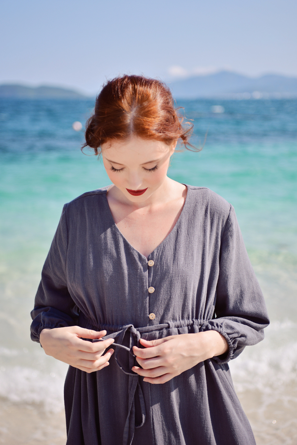Organic Cotton Linen Wrap Maxi Dress