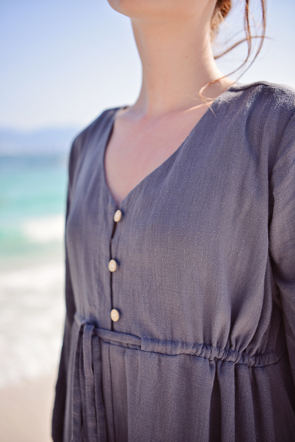 Organic Cotton Linen Wrap Maxi Dress