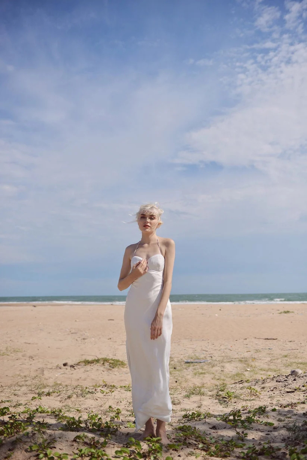 Seashell Silk Dress - Ivory Silk Dress - Long Silk Dress