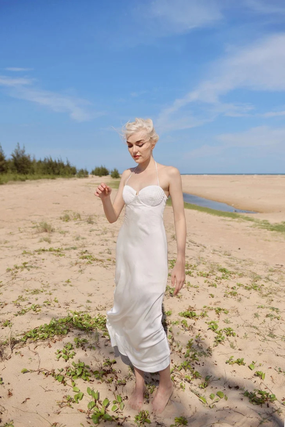 Seashell Silk Dress - Ivory Silk Dress - Long Silk Dress