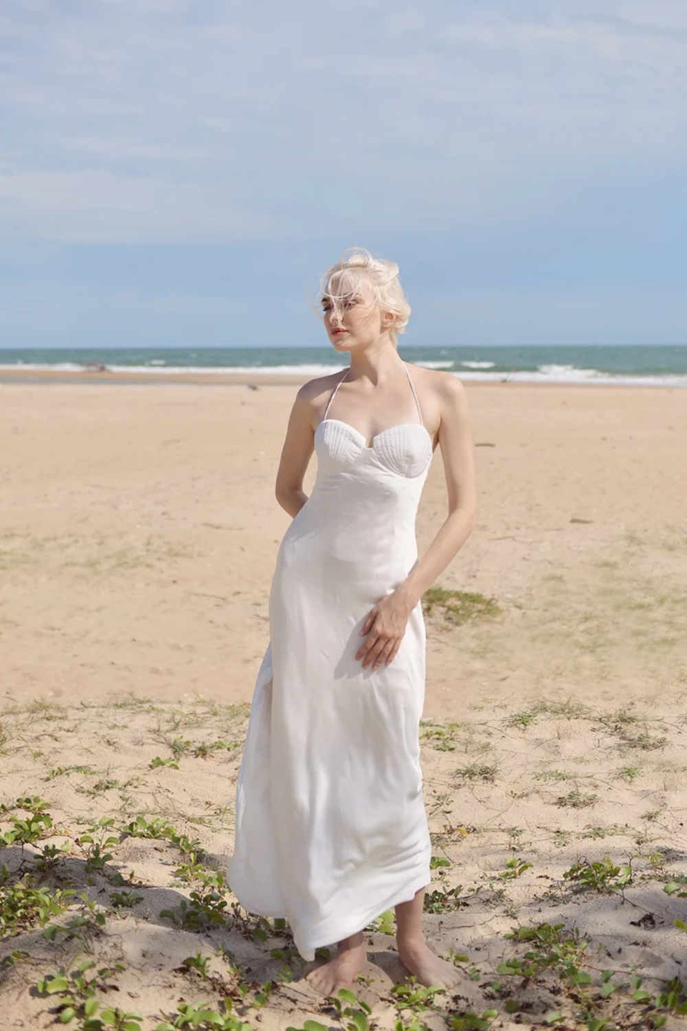 Seashell Silk Dress - Ivory Silk Dress - Long Silk Dress