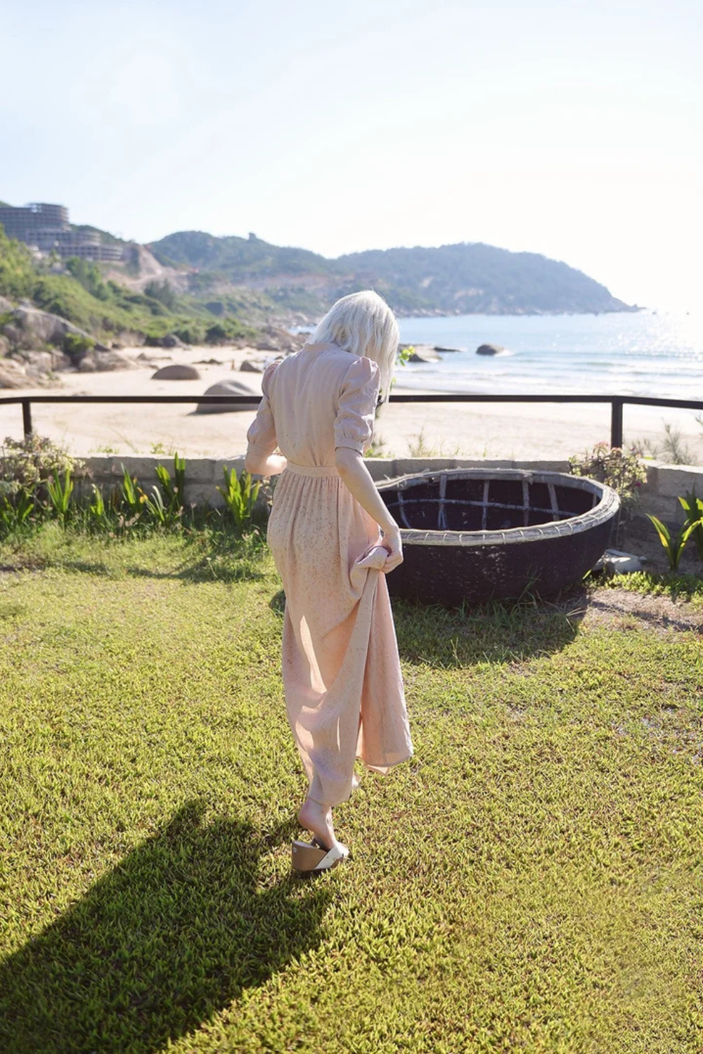 Organic Cotton Linen Wrap Maxi Dress with Sleeves
