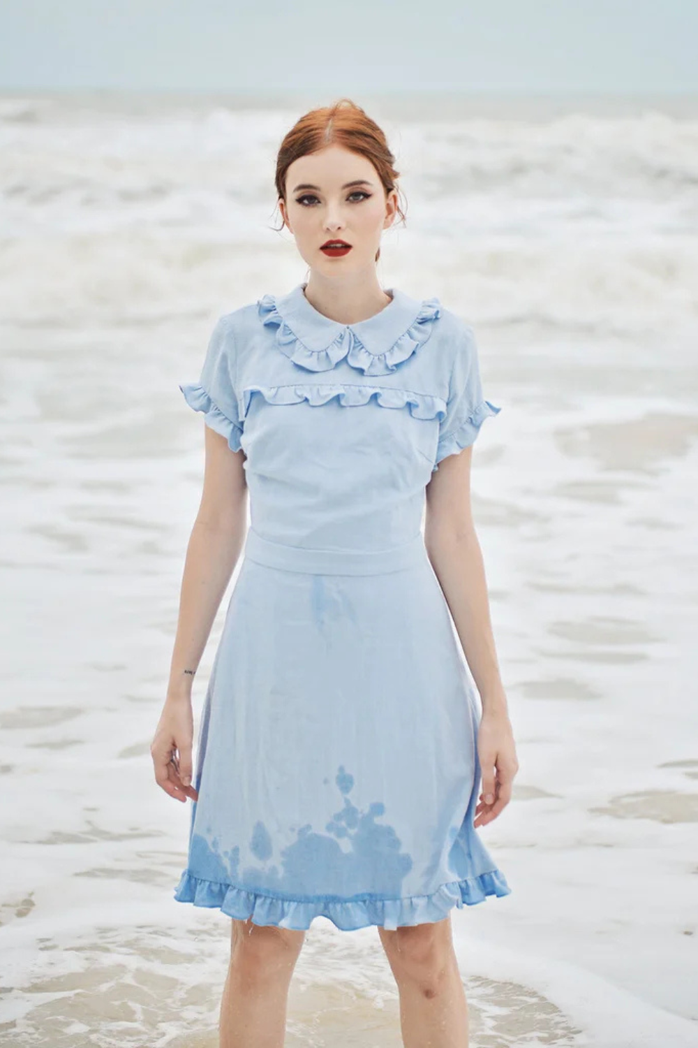 Summer Dress Cotton - Women Linen Dress - Short Sleeves Dress - Frills Cotton Dress