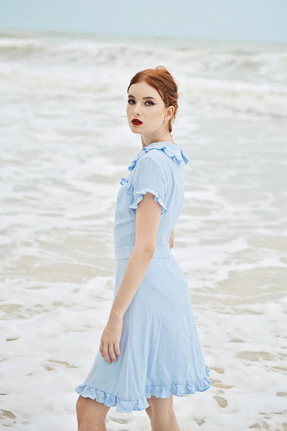 Summer Dress Cotton - Women Linen Dress - Short Sleeves Dress - Frills Cotton Dress