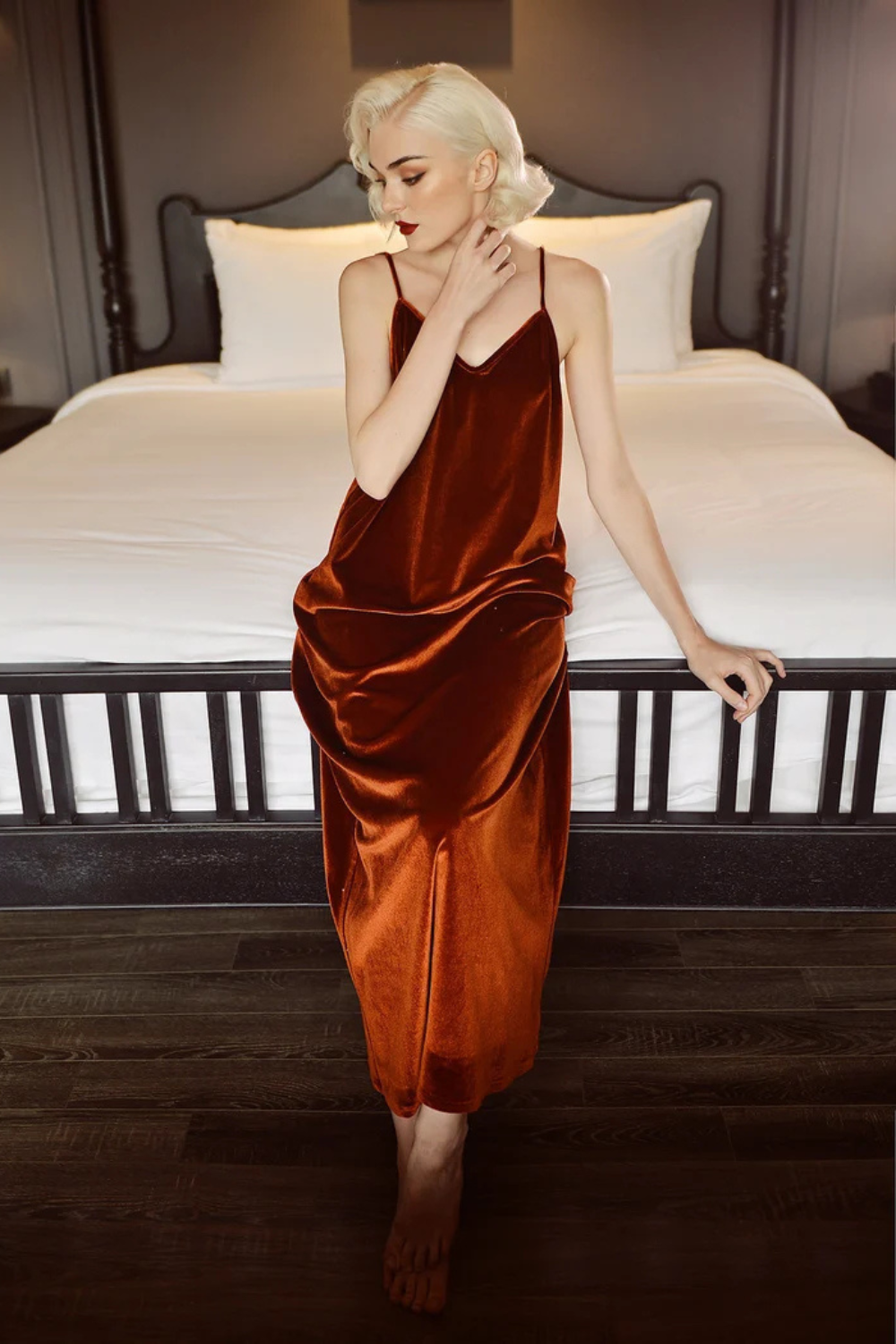 Lowback Velvet Maxi Slip Dress