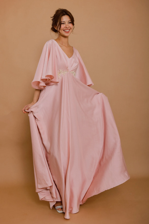 NATALIE Embellished Pink Silk Wedding Dress