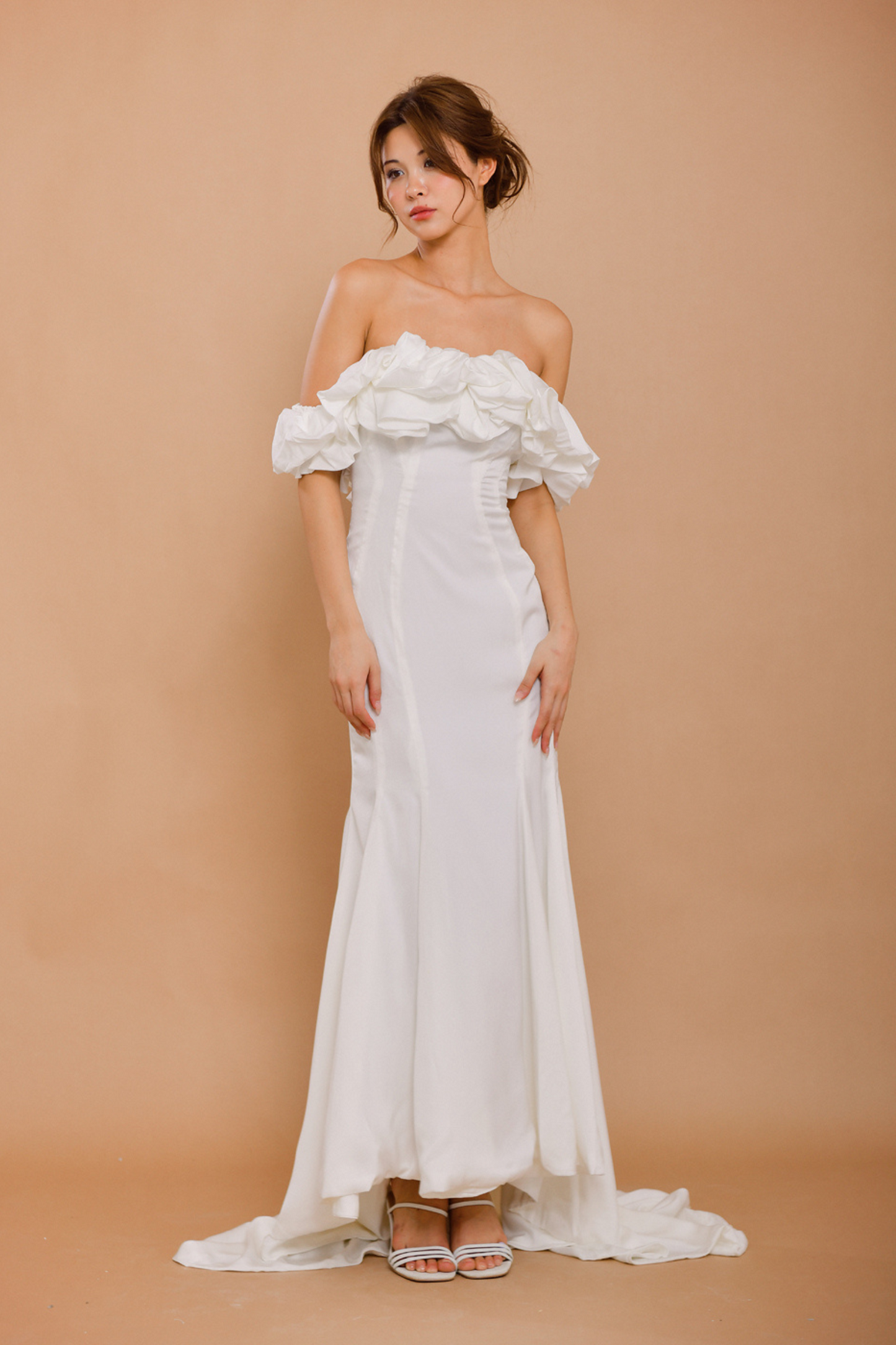 GISELLE Off-The-Shoulder Silk Wedding Dress