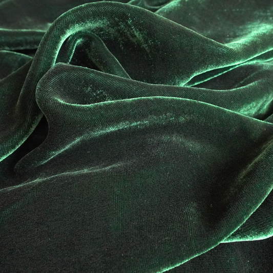 Silk Velvet by the yard in Dark Green