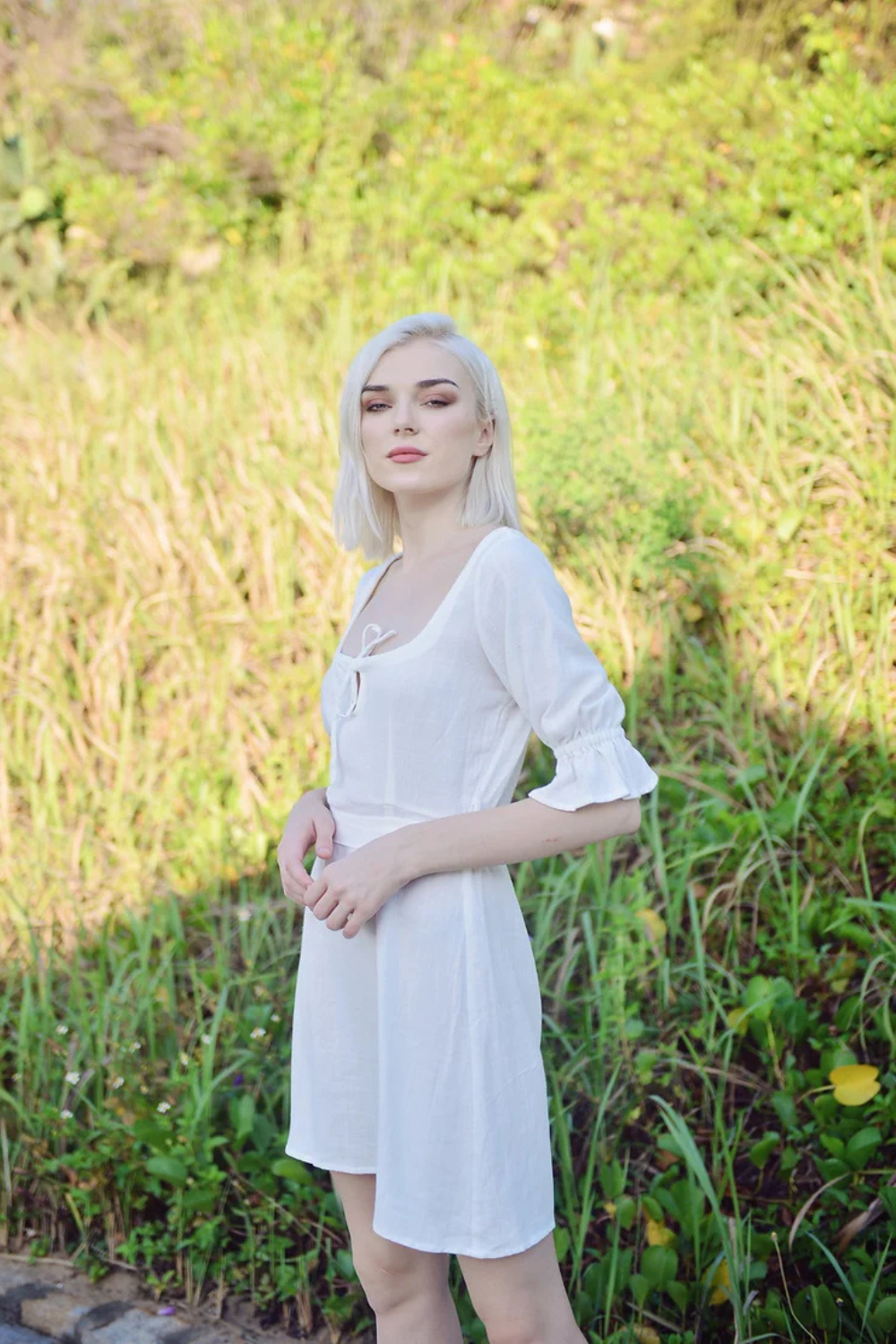 Linen Fit and Flare Mini Dress