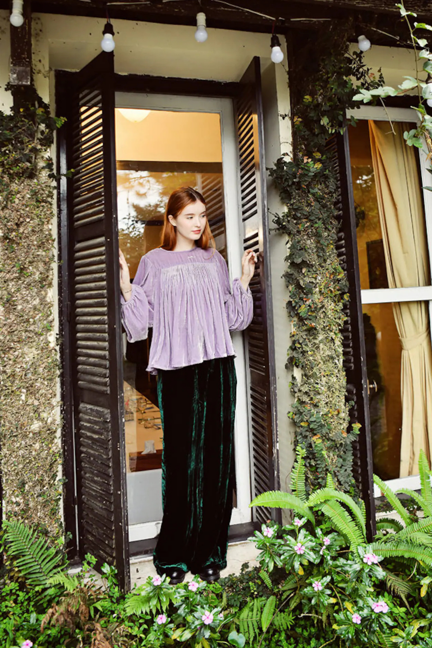 AMETHYST Long Sleeve Velvet Blouse