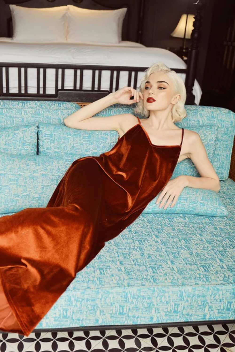 Lowback Velvet Maxi Slip Dress