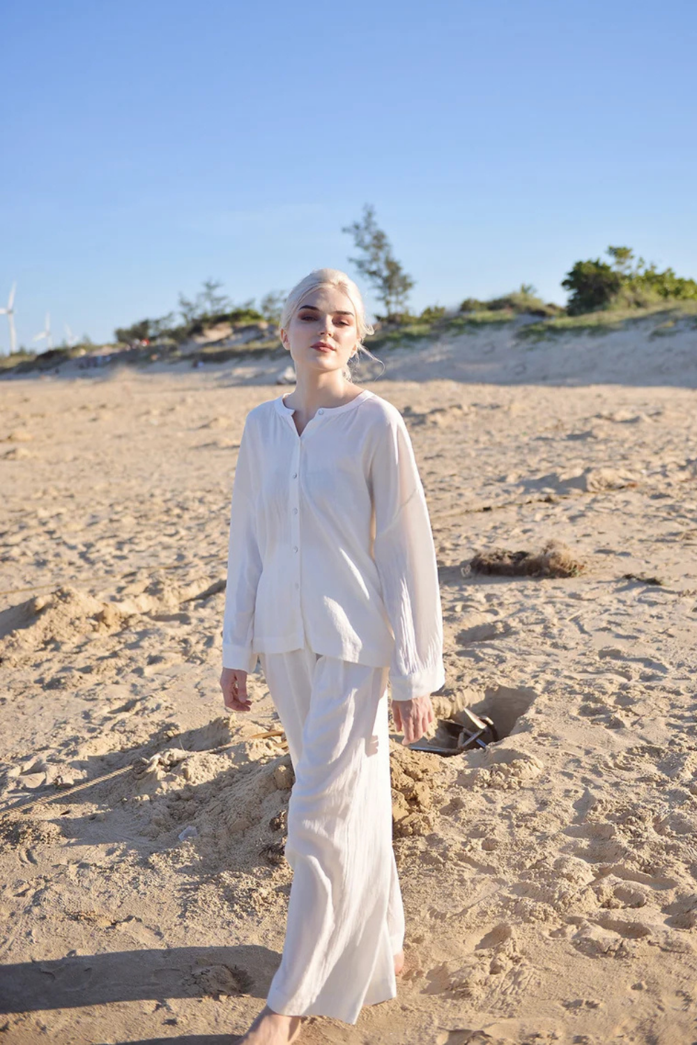 Linen Pajamas Women - Linen Cotton LoungeWear - Comfy Cotton Nightwear - Women Cotton Pjs