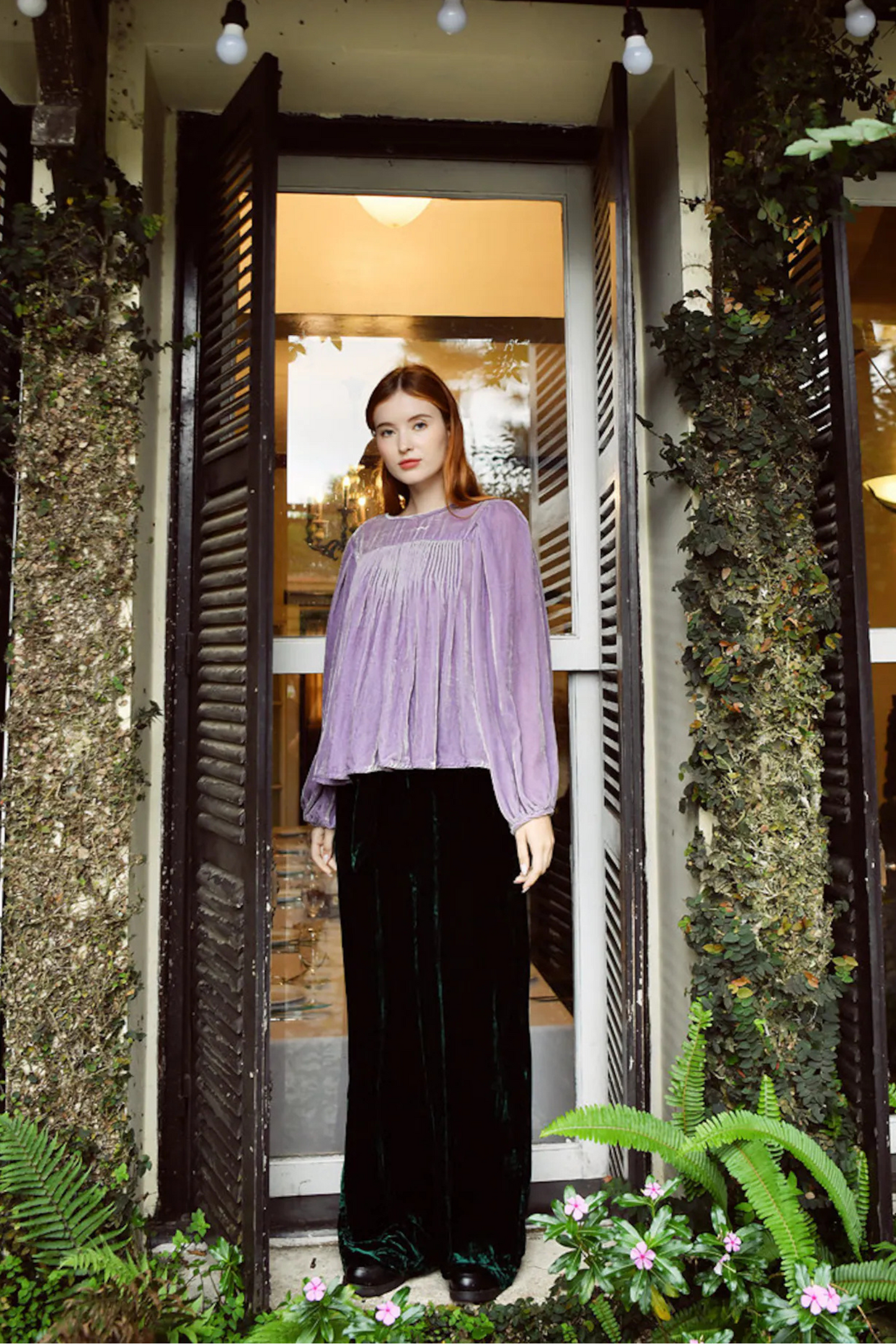 AMETHYST Long Sleeve Velvet Blouse