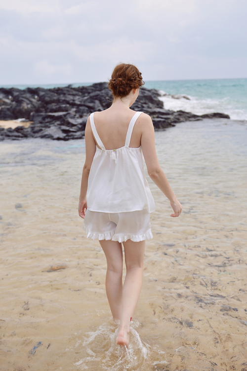 JENNIE Silk Top with Bows and Lace Details