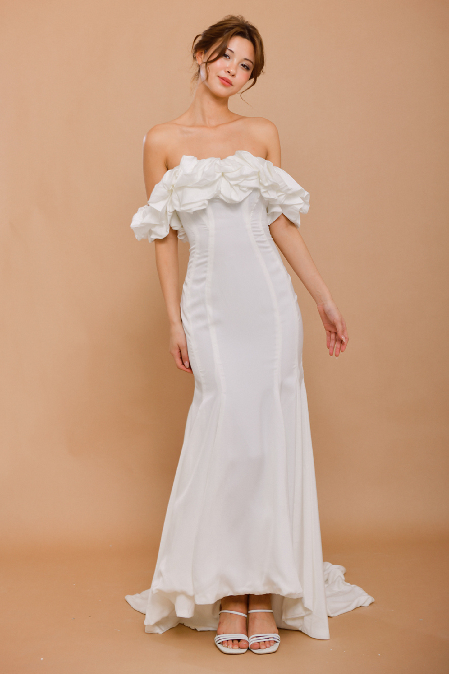 GISELLE Off-The-Shoulder Silk Wedding Dress