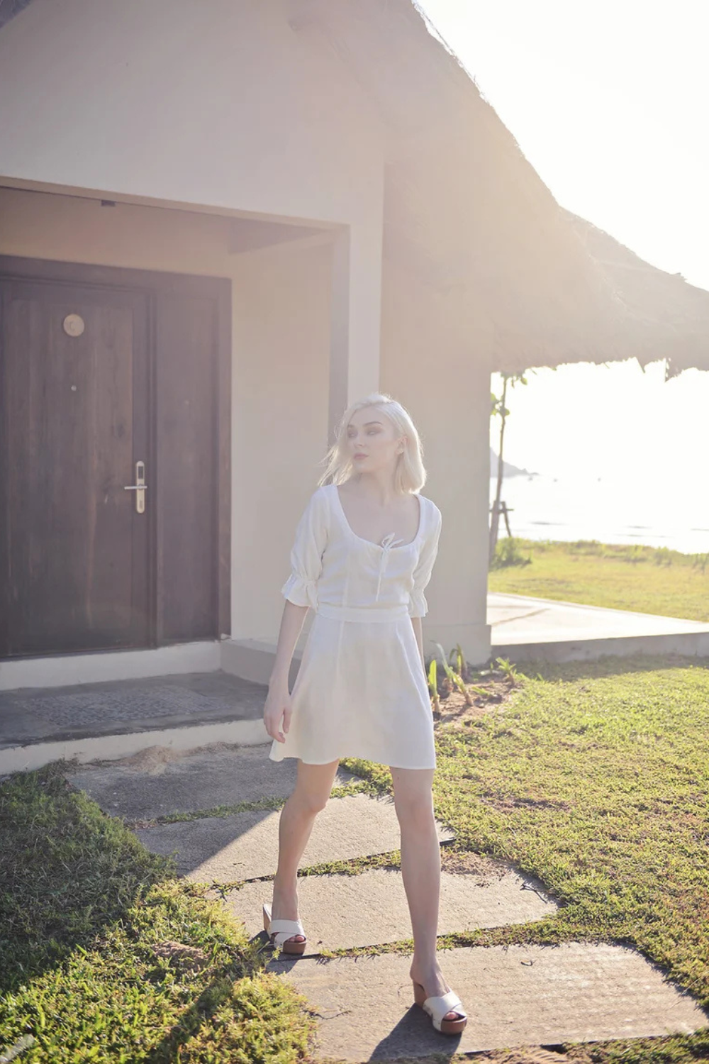 Linen Fit and Flare Mini Dress