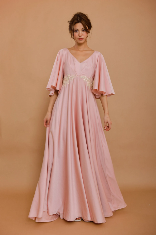 NATALIE Embellished Pink Silk Wedding Dress