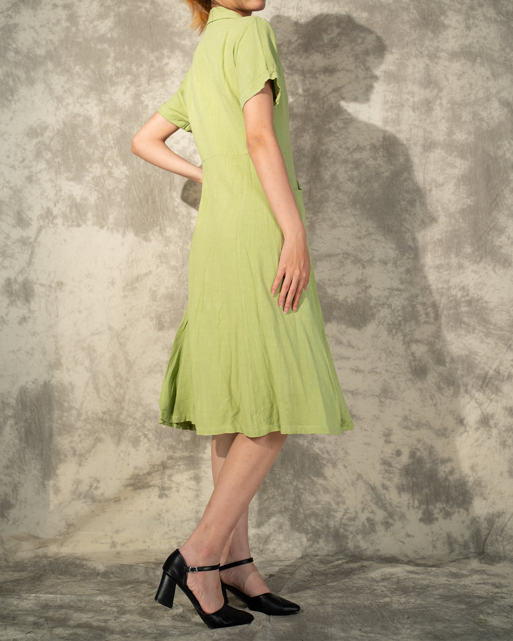 Short-sleeved Button Up Linen Dress