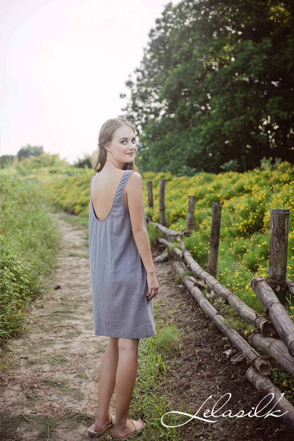 Linen Dress Lowback - Linen Casual Dress - Women Summer Dress - Cotton Slip Dress - Natural Cotton