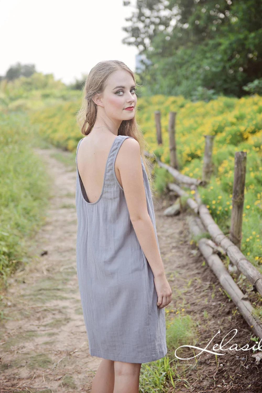 Linen Dress Lowback - Linen Casual Dress - Women Summer Dress - Cotton Slip Dress - Natural Cotton