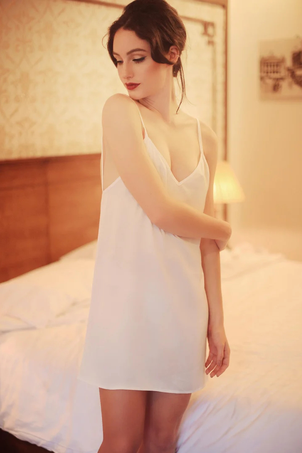 Backless Mini Silk Slip Dress