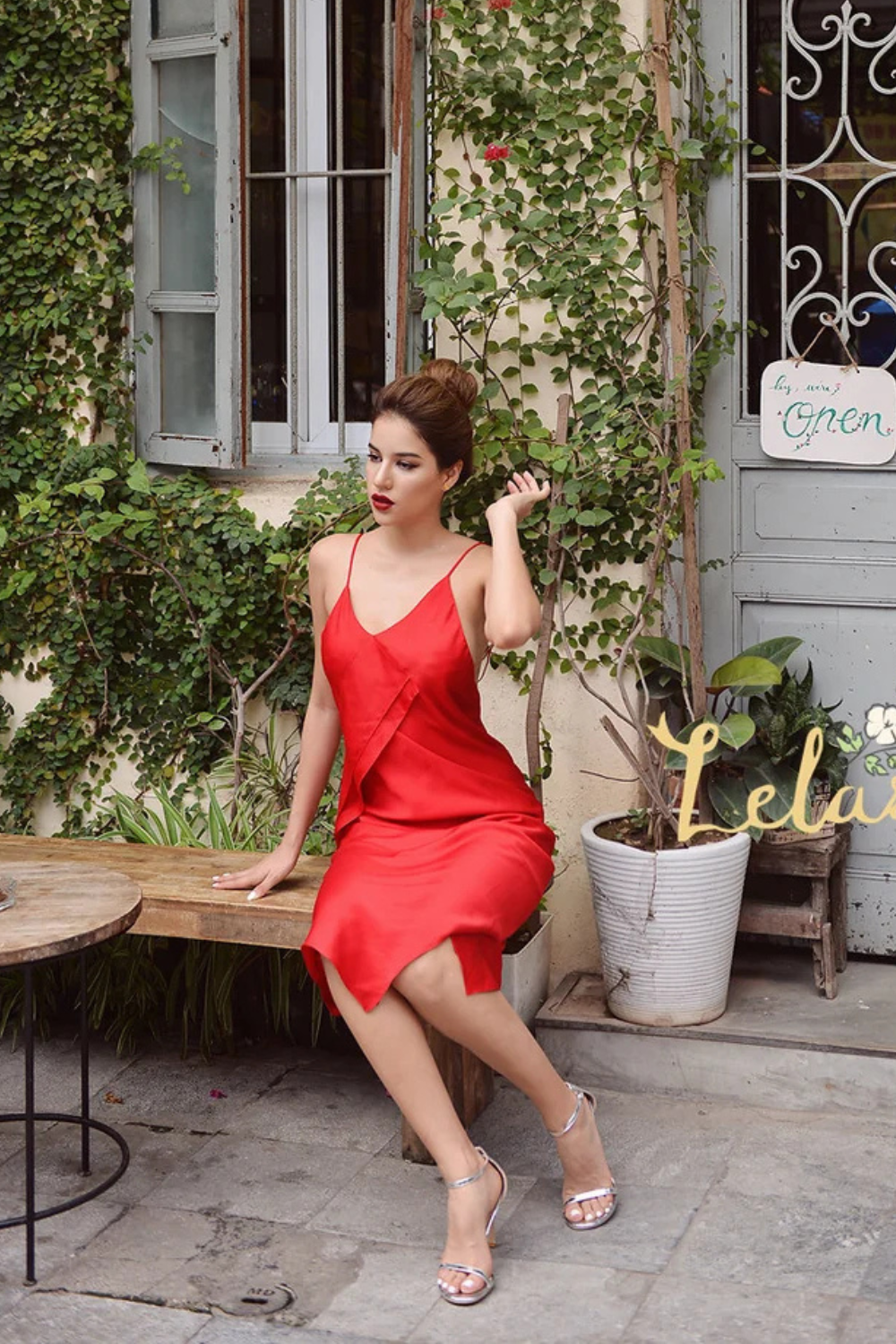 Tea-Length Midi Silk Dress
