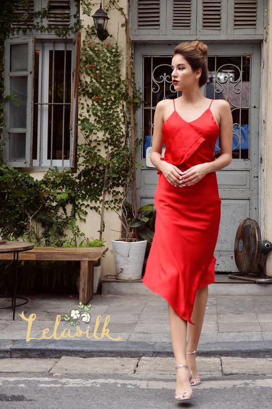 Tea-Length Silk Dress - Midi Silk Dress - Women Silk Dress - Summer Silk Dress