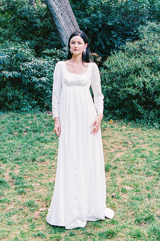 Lafayette Regency Silk Wedding Dress with Puffy Long Sleeves